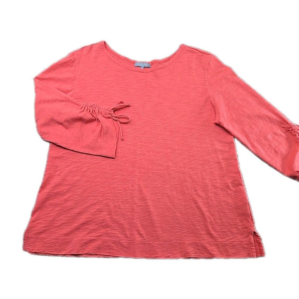 Habitat Women's Boatneck Coral Long Sleeve Top Slub Cotton Women's Small